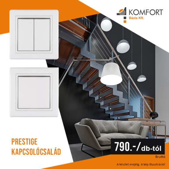 ⚡ Elegancia minden falon – Prestige kapcsolócsalád már 790 Ft-tól! ⚡