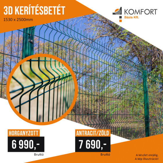 🔩 Masszív, tartós, esztétikus – új 3D kerítésbetétek érkeztek készletre! 🔧