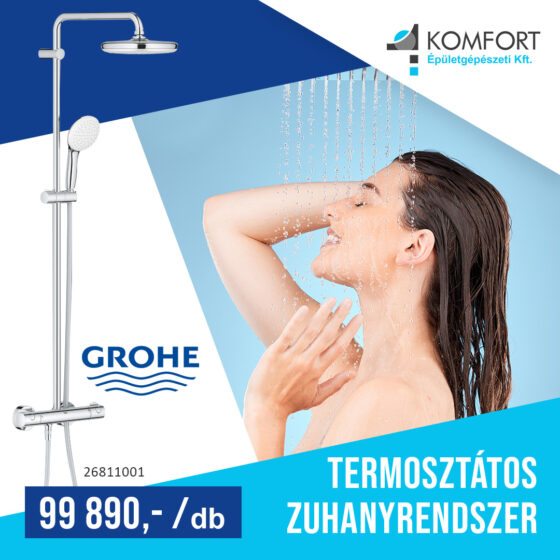 🚿 Prémium élmény minden zuhanyzásnál – Grohe termosztátos zuhanyrendszer most elérhető! 🚿