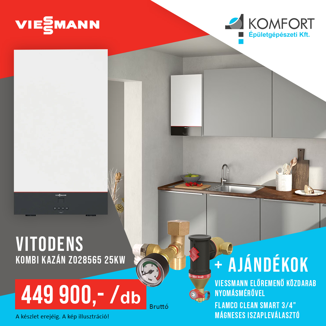 🔥 Viessmann Vitodens kombi kazán – 25 kW teljesítmény AJÁNDÉKOKKAL! 🔥