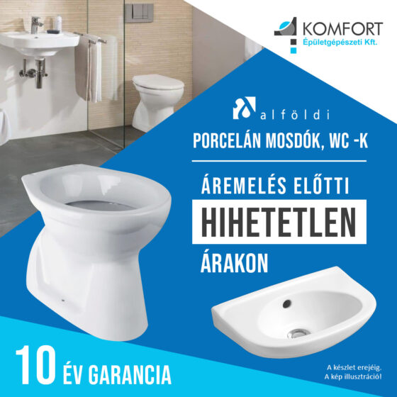 🚽✨ Alföldi porcelán mosdók és WC-k ÁREMELÉS ELŐTTI hihetetlen árakon!