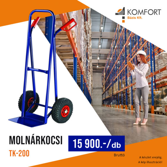 🛠️ Molnárkocsi TK200 – pumpálható kerekű 🛠️