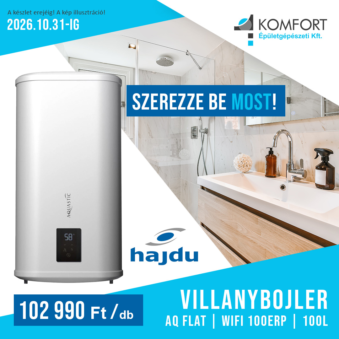 💧 HAJDU AQ FLAT Wifi 100 L – HELYTAKARÉKOS MELEGVÍZ-TÁROLÁS!