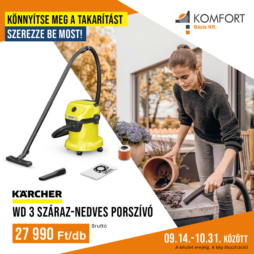 🧹 SZÁRAZ ÉS NEDVES TAKARÍTÁS EGY GÉPPEL! – KÄRCHER WD 3 💛