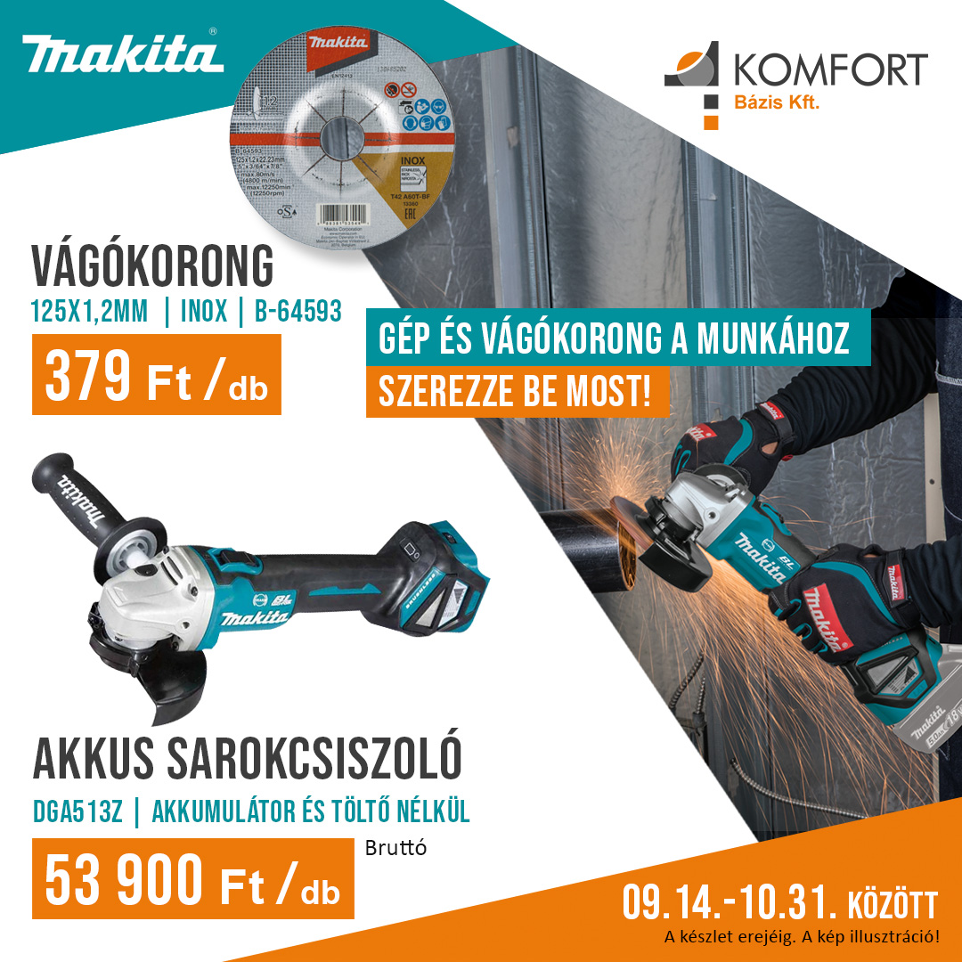 🔧 MAKITA ERŐ A MUNKÁHOZ – GÉP ÉS VÁGÓKORONG EGYÜTT! 🔋
