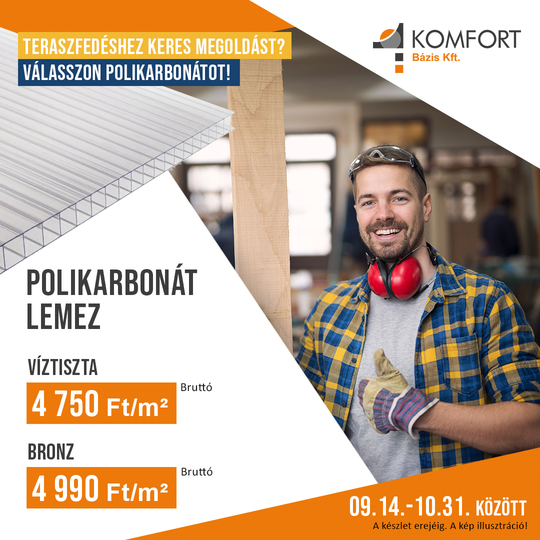 🏡 FEDETT TERASZHOZ, ELŐTETŐHÖZ? VÁLASSZON POLIKARBONÁT LEMEZT!